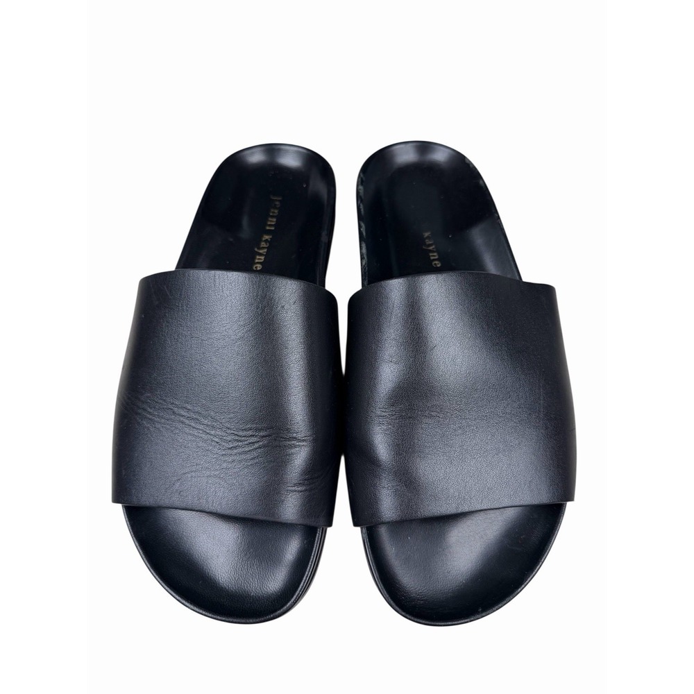 Jenni Kayne Black Leather Slides Women's US 9 EU 39, Made in Italy